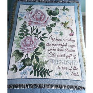 Collections Etc Friendship Sofa Throw Blanket Hummingbird Roses